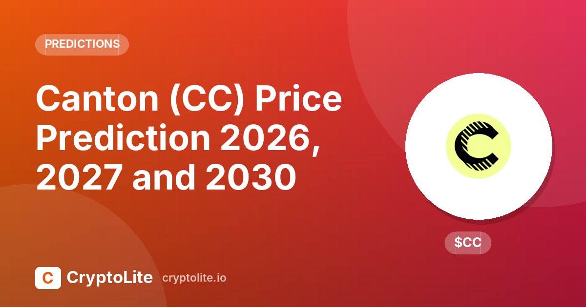 Canton logo on a CryptoLite graphic about Canton price prediction scenarios to 2030