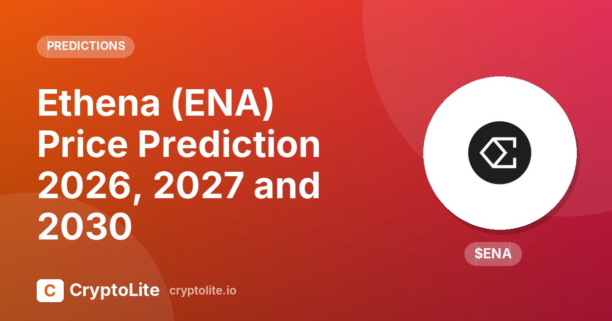 Ethena logo on a CryptoLite graphic about Ethena price prediction scenarios to 2030