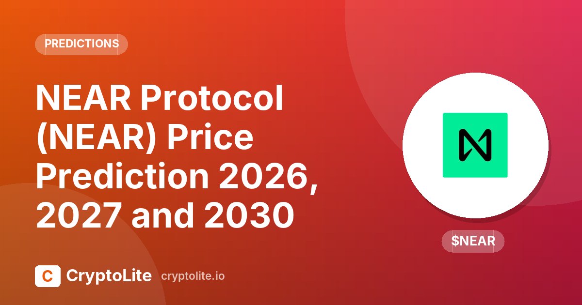 NEAR Protocol logo on a CryptoLite graphic about NEAR Protocol price prediction scenarios to 2030