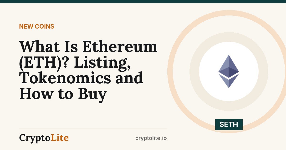 Ethereum (ETH) logo on a CryptoLite graphic about its Bitget listing